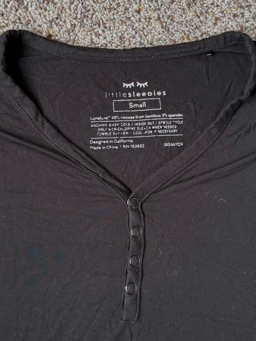 Little Sleepies Bamboo Black Women's Short Sleeve Pajama Top - Size Small - Picture 3 of 3